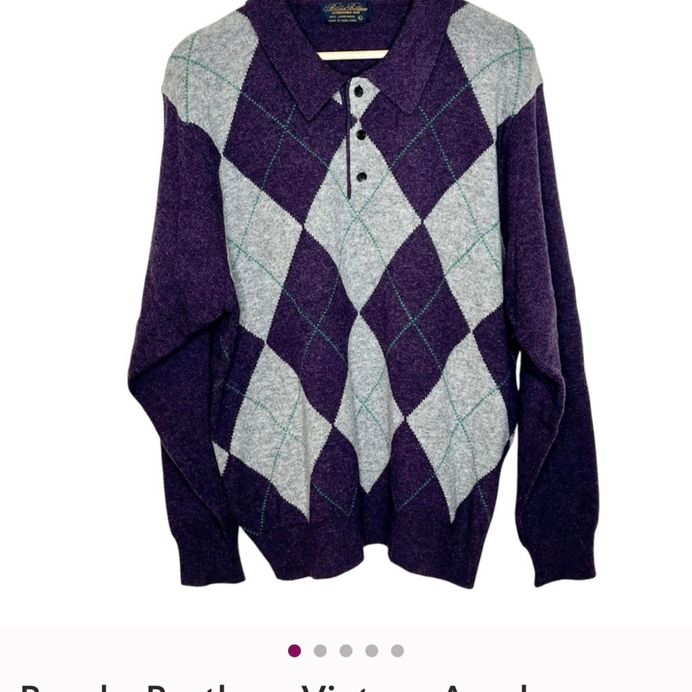 Brooks Brothers Purple and Gray Argyle Sweater